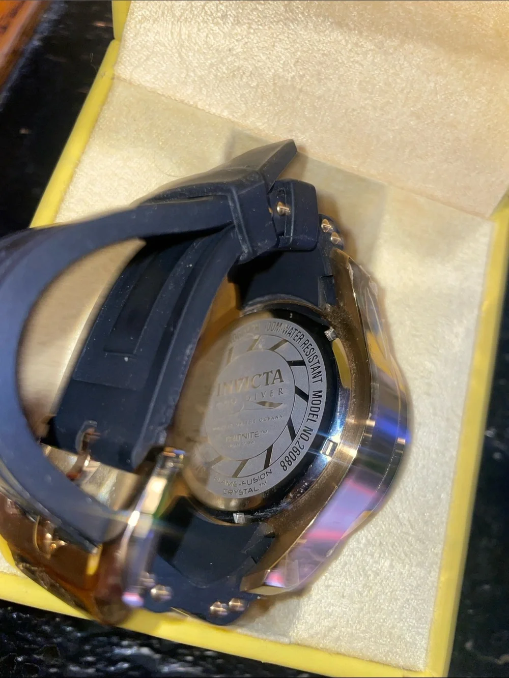 Invicta Black Bezel Chronograph with Cream Dial